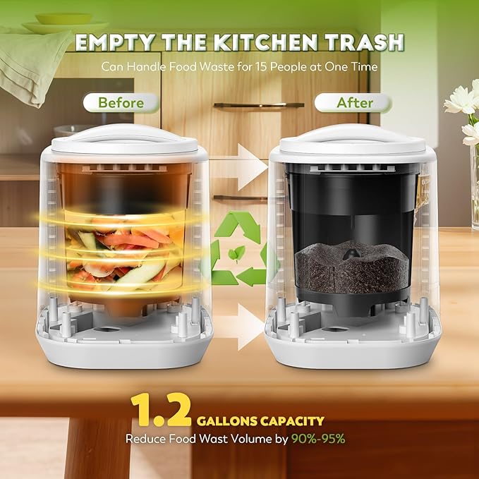 Electric Composter for Kitchen, Large Smart Compost Bin