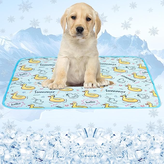 SEIS Dog Ice Pad Ice Silk Cats Kennel Mat Pet Cooling Pad Summer Cool Bamboo Mat Breathable Pad (Duck, M)