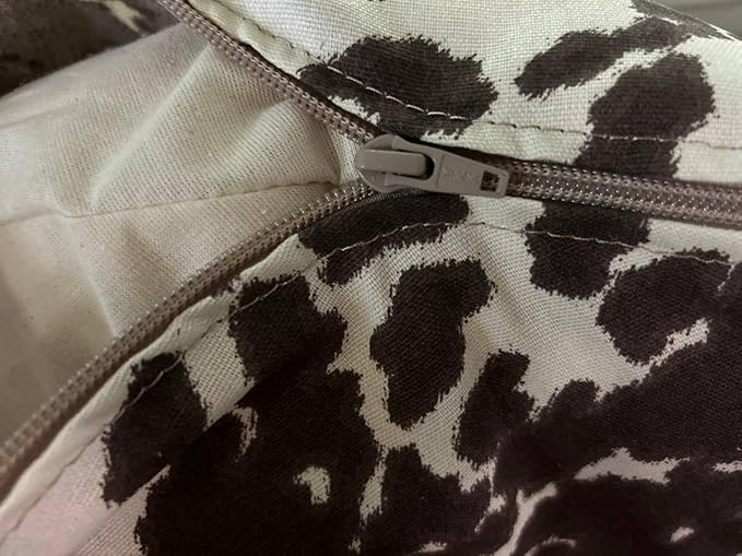 Organic Cotton Canvas Dog Bed: Removable Cover, Natural Fill - Made in USA (Cow Print Brown White, Large 35" x 8" inches)