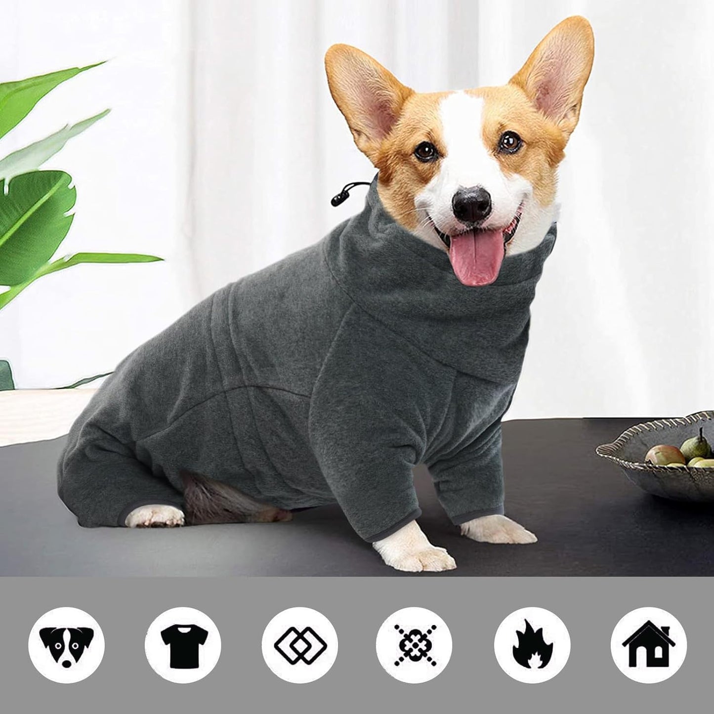 ROZKITCH Fleece Jacket for Dogs, Pet Windproof Warm Cold Weather Jacket Vest Cozy Jumpsuit Apparel Outfit Clothes for Small Medium Large Dog Walking Hiking Sleep Grey M