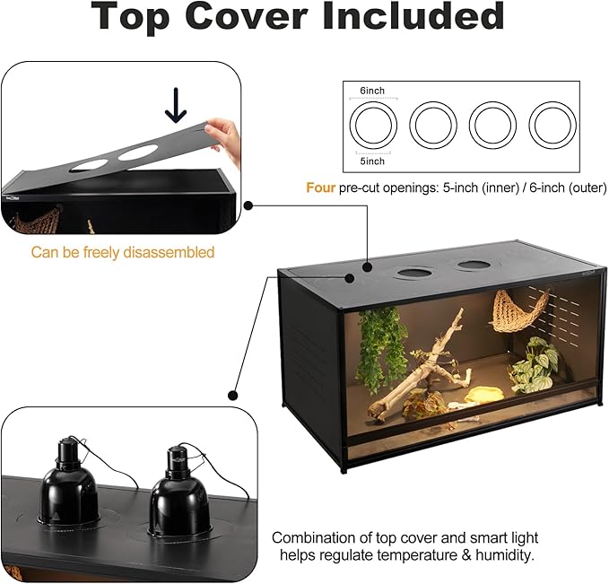Stackable Space efficient PVC Reptile Enclosures 44 Gallon ToxiRium Large Reptile 40''x16''x16 Tank for Bearded Dragon Lizard Snake,Wide Breeding Vivarium with Sliding Doors Lock-2pcs with spacers