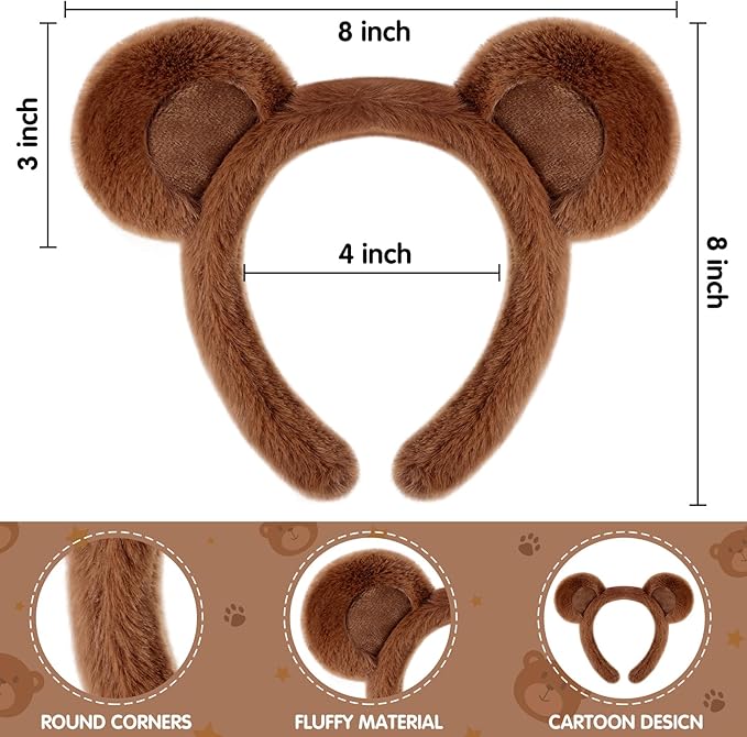 Zhanmai 5 Pcs Carnival Animal Costume Kid Bear Puppy Dog Pup Kangaroo with Tutu Ear Headband Bowtie Tail Paws for Boys Girls
