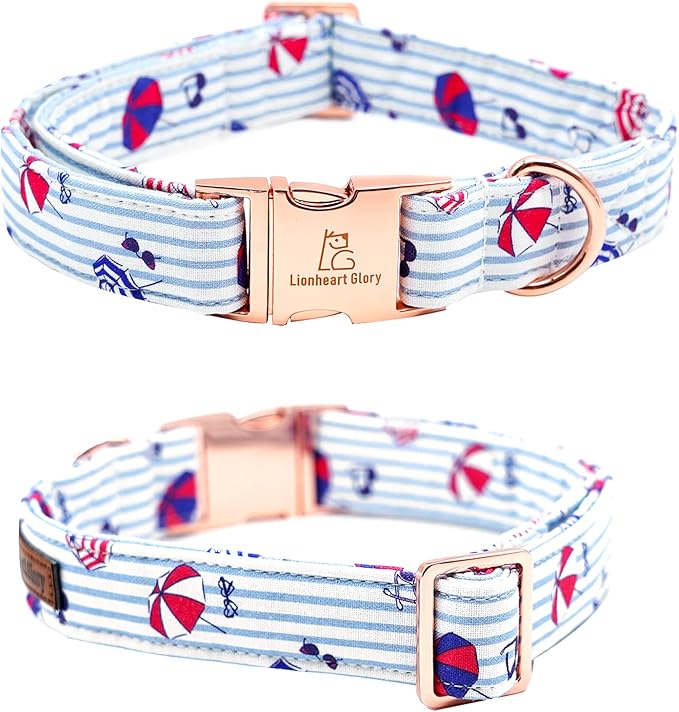 Lionheart glory Dog Collar, Dog Collar with Bow, Summer Stripe Boy Dog Bowtie Collar Cute Pet Collar Gift for X-Large Dog