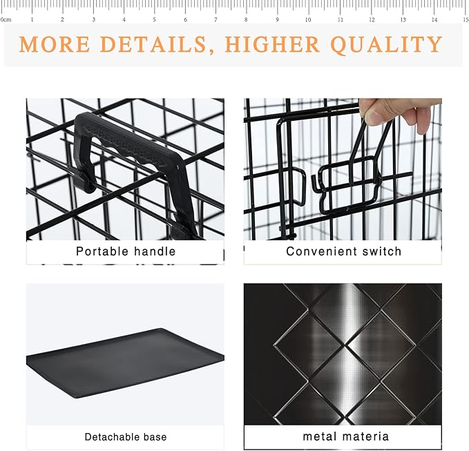 Large Dog Crate, 48 Inch Dog Cage Dual Door Metal Dog Cage with Divider Panel, Leak-Proof Pan, Indoor Outdoor Folding Pet Dog Kennel for Large Pet Animals