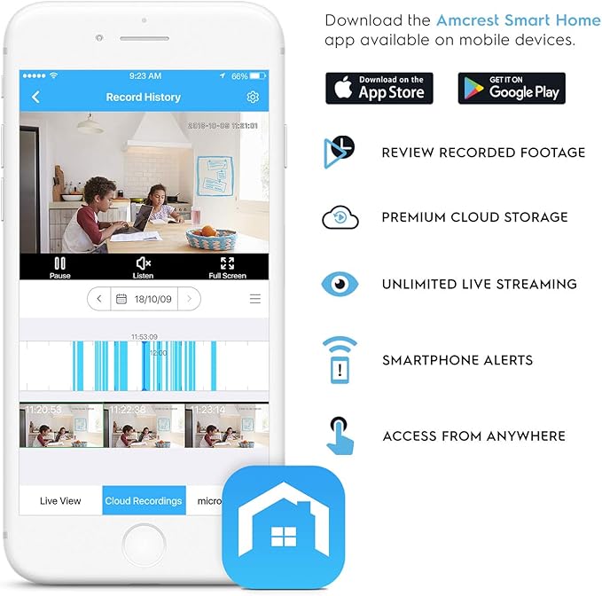 Amcrest 1080P WiFi Camera Indoor, Nanny Cam, Dog Camera, Sound & Baby Monitor, Human & Pet Detection, Motion-Tracking, w/ 2-Way Audio, Phone App, Pan/Tilt Wireless IP Camera, Night Vision (Renewed)