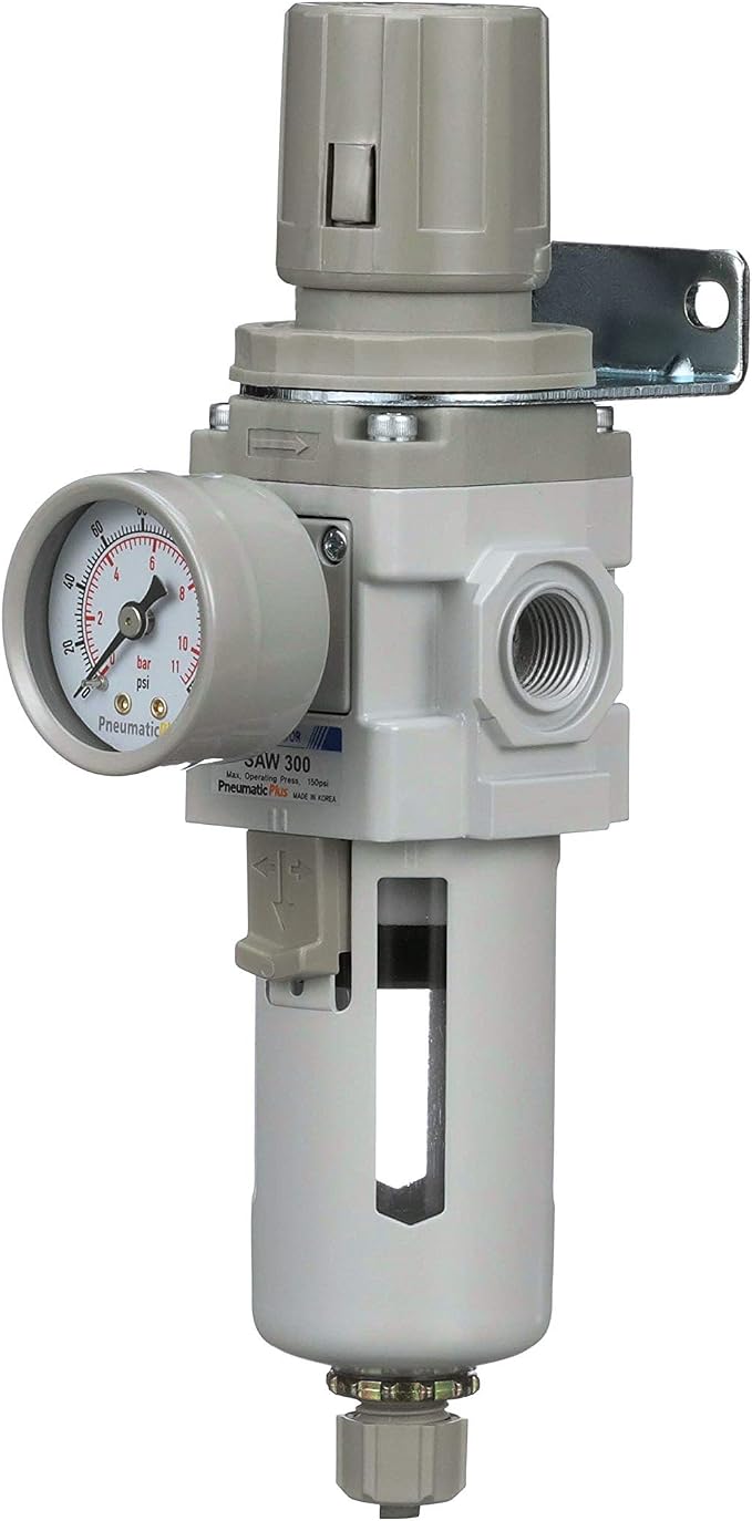 PneumaticPlus SAW300-N03BG Compressed Air Filter Regulator Piggyback Combo 3/8"