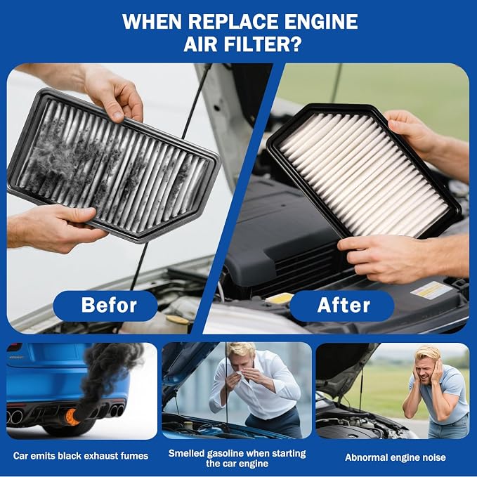 1pc Cabin & 1pc Engine Air Filter Kit Accessories