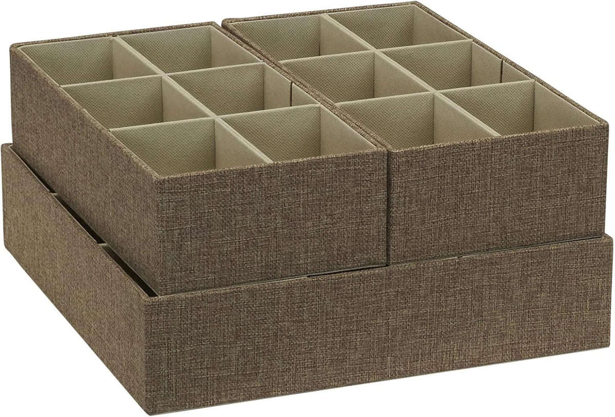 Household Essentials 3‑Piece Drawer Organizer Starter Set in Customizable Inserts of Large and Small Trays, Beige