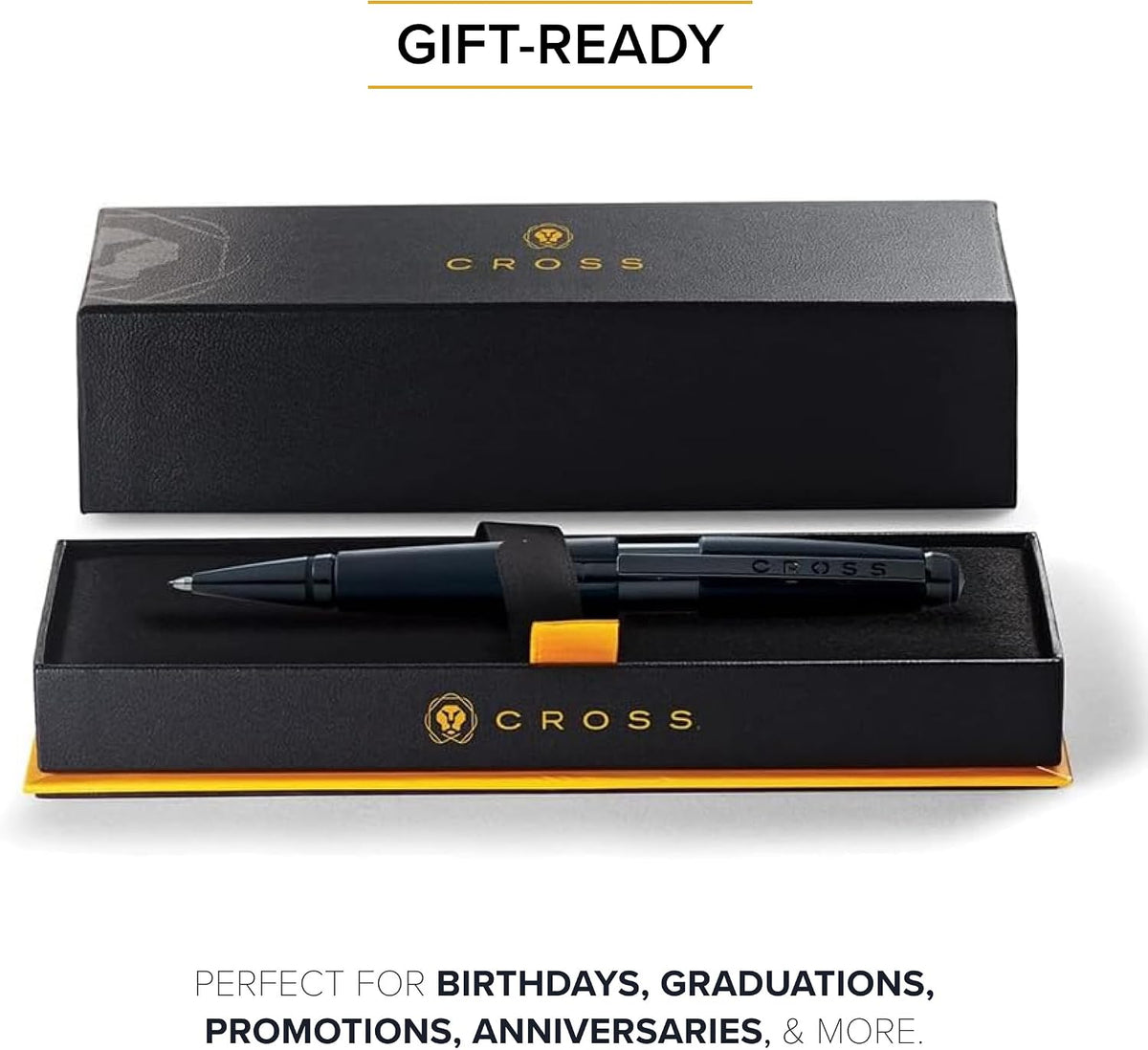 Cross Edge Matte Black Lacquer Gel Rollerball Pen, Medium Point, Black Ink