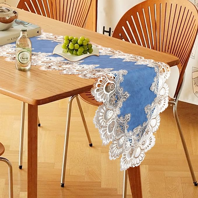 Lace Table Runner, Waterproof Oil-Proof PU Leather Table Runner