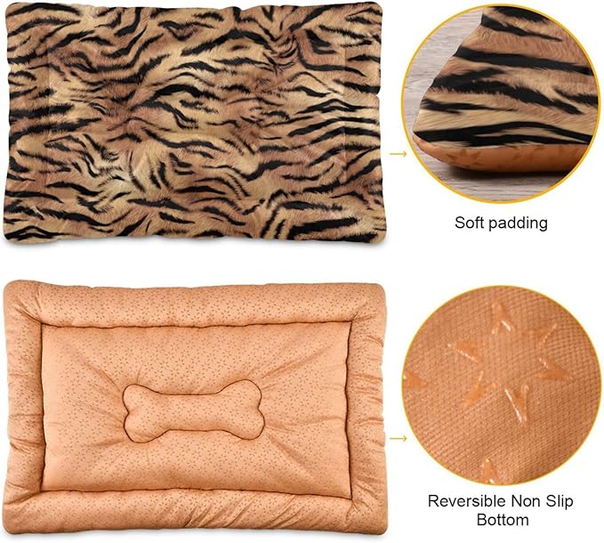 Pet Bed Tiger Print Dog Bed Mat Absorbing Non Slip Pad Pet Sleeping Mat for Small, Medium, and Large Dogs Puppy Cat 36 in x 24 in