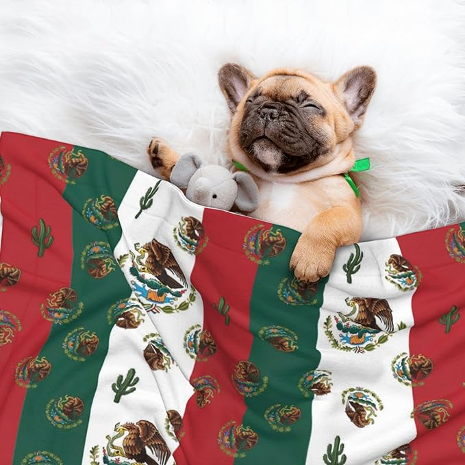 Pet Blanket for Couches and Beds, Mexican Flag, Reversible Double Sided Plush Design with Soft Bumpy Texture and Smooth Surface, Furniture Protector