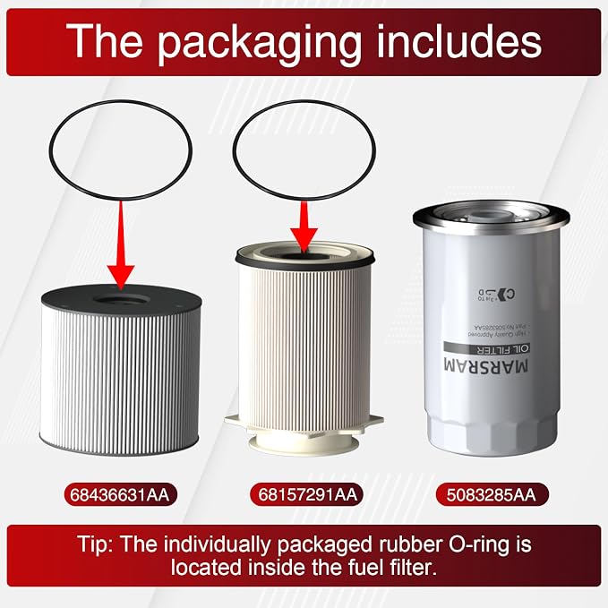 Marsram 6.7 Cummins Fuel Filter and Oil Filter Kit Fits