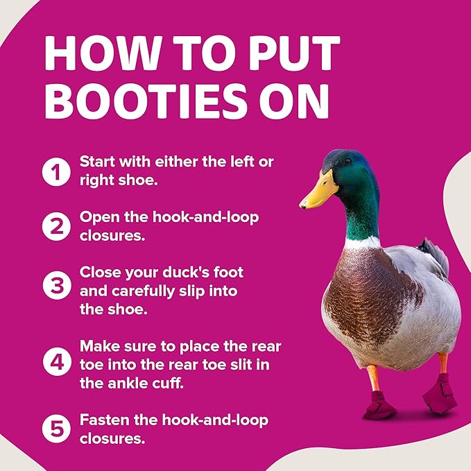 Duck Shoes for Injured Feet – Protective Neoprene Footwear for Ducks, Protective Shoes for Birds with Injured feet, Bumblefoot Relief - Small, 2.5’’ Max. Inside Width - Pink