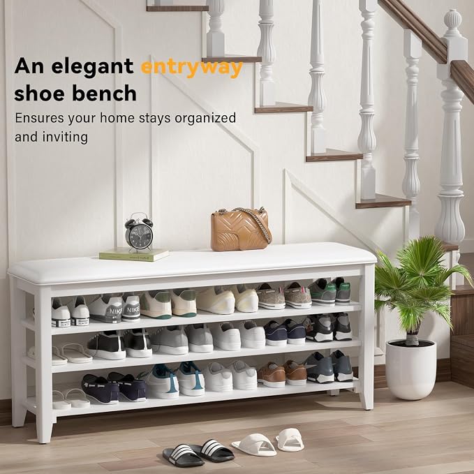 Shoe Bench Storage Rubberwood