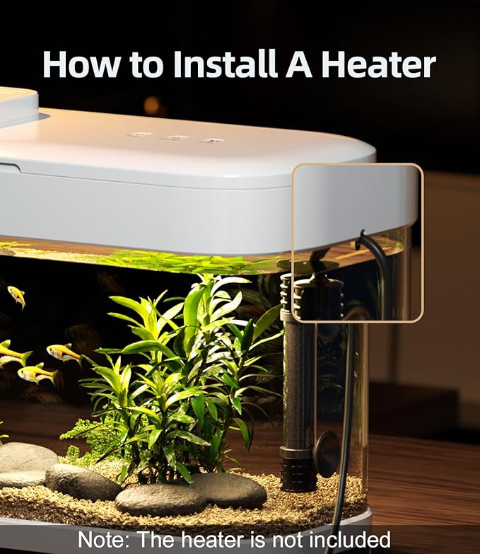Smart Betta Fish Tank Aquarium 3 Gallon with Temperature Monitor, 3 Stage Filtration, 8 Color Lighting, Self Cleaning Small Beta Tank Kit, Acrylic