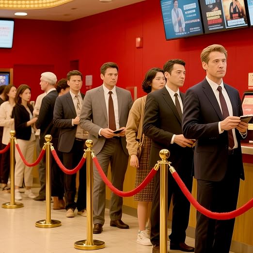 6 PCS Stanchions and Velvet Ropes, Gold Posts 5 Feet Crowd Control Barriers, Stainless Steel Poles for Red Carpet Themed Party Decoration (Golden)