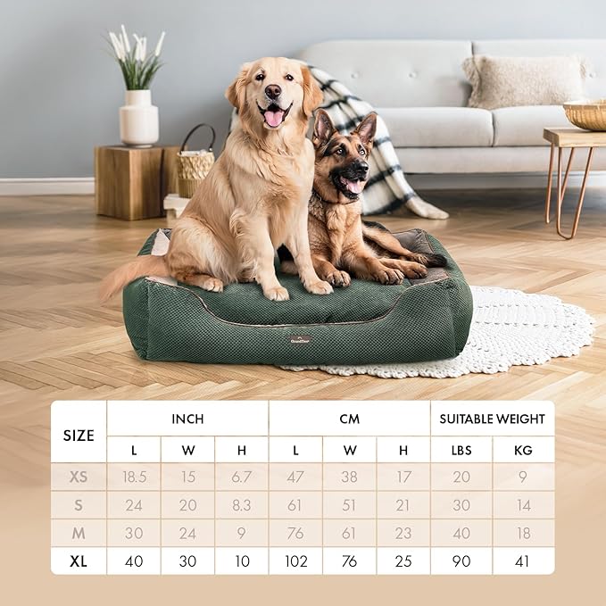 GrandTies Fluffy Dog Beds for Small Medium Large Dogs & Cats, Machine Washable Dog Bed, Rectangle Breathable Soft Calming Sleeping Warming Pet Beds with Waterproof & Non-Slip Bottom (XL 40" Moonlight)