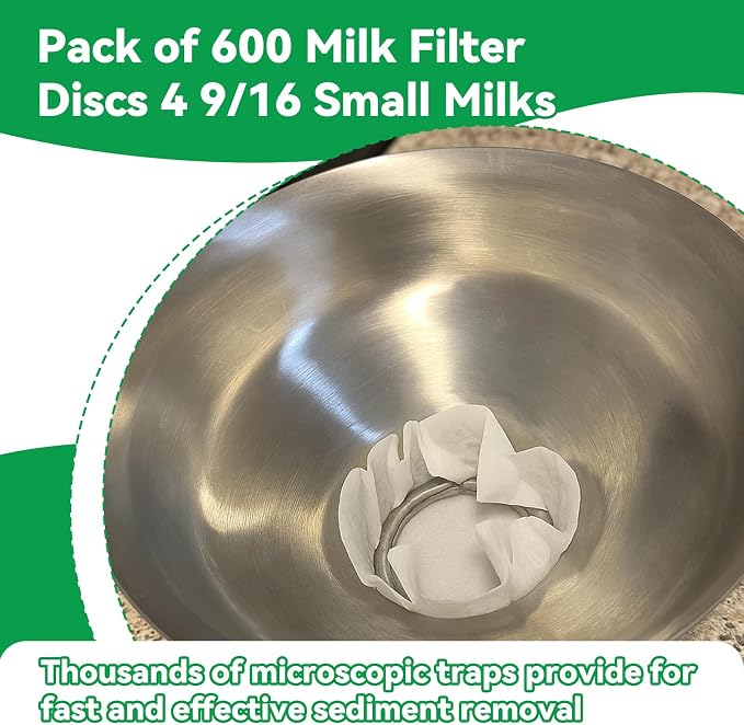 600 Pack Milk Filter Discs Quick Flow Non-gauze Small 4-9/16" Od Replacement
