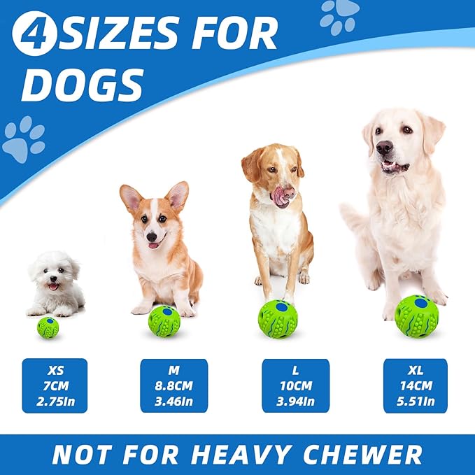 Spiky Interactive Dog Toys Ball, Shaking with Gibbering Sound, for Training, Teeth Cleaning & Herding, Wave, XL, 5.51 in (14 cm)