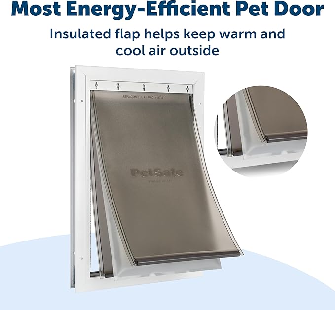 PetSafe Extreme Weather Aluminum Pet Door - Energy-Saving Thermal Barrier Pet Flap with Slide-in Door Locking & Secure Flap Cover - for Dogs Up to 100 Lb - Large