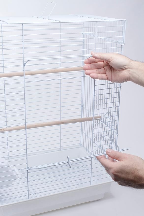 PENN-PLAX Cockatiel & Small Parrot Starter Kit with Birdcage, Cover, and Accessories – Perfect for Cockatiels, Conures, and Small Parrots – Square Dome – White