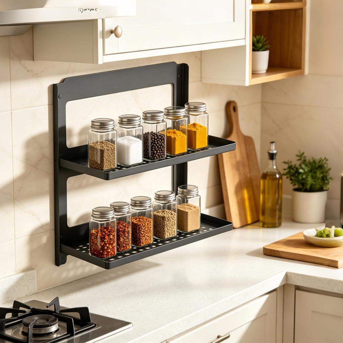 2-Tier Folding Metal Shelf Wall Mounted,Small Foldable Wall Shelf
