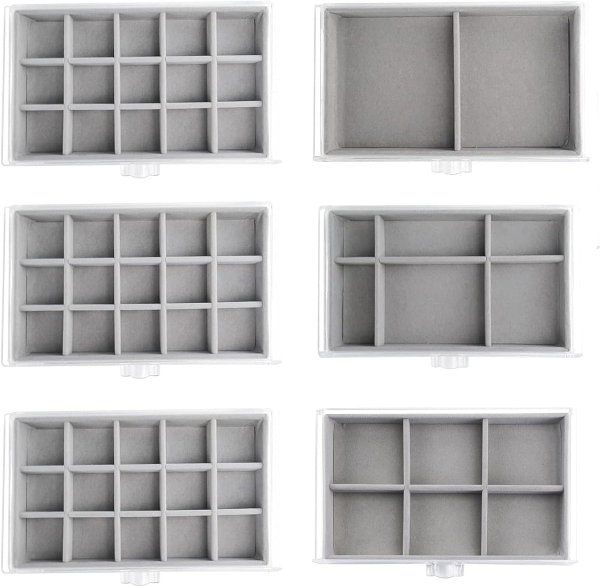 Watpot Acrylic Jewelry Box Organizer and Storage 6 Drawer for Earring Display Gray