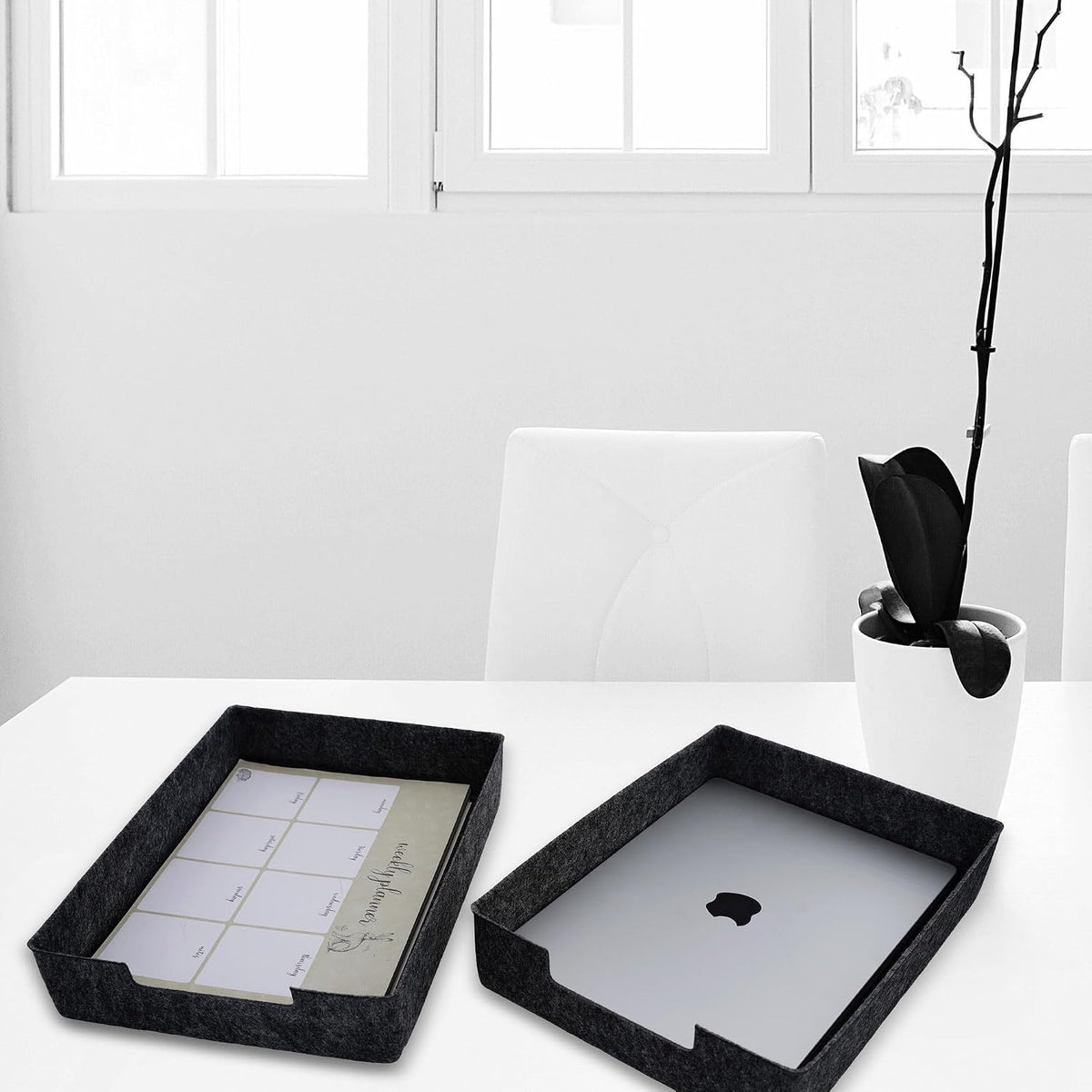 Welaxy Felt Desk Drawer Organizer Trays Charcoal Stackable File Organizer