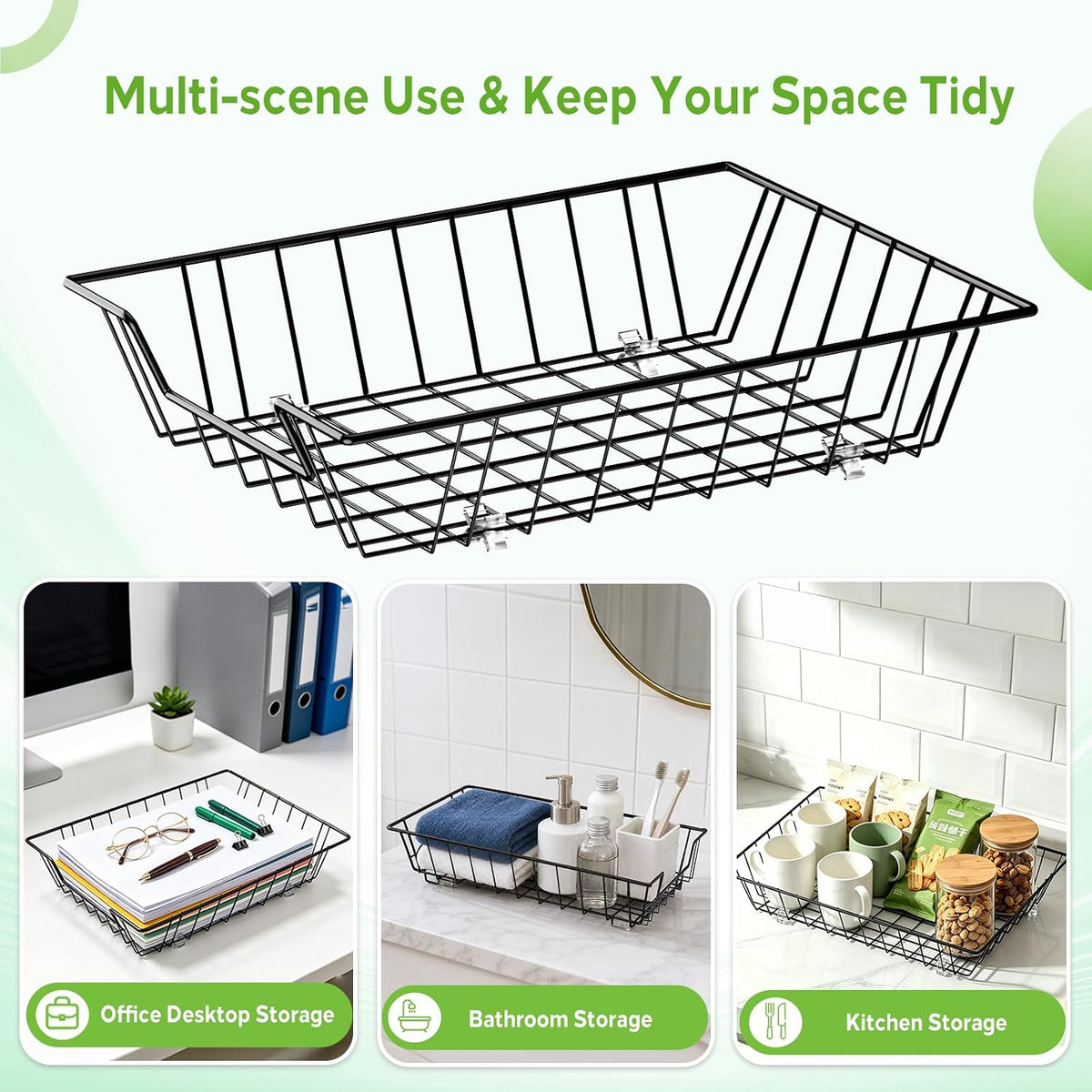 4-Pack Paper Tray Organizer for Desk, Wire Baskets and Letter Trays, Black