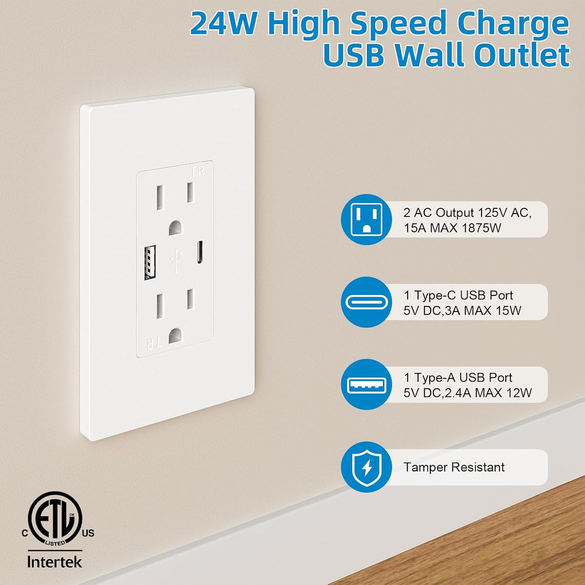 in Wall Cable Management Kit,Recessed Outlet Box for Wall Mount TV,Recessed Power Box with AC/USB-C/USB-A Ports & 9.8ft Extender for Unreachable Outlets,Hide TV Cords & Cables