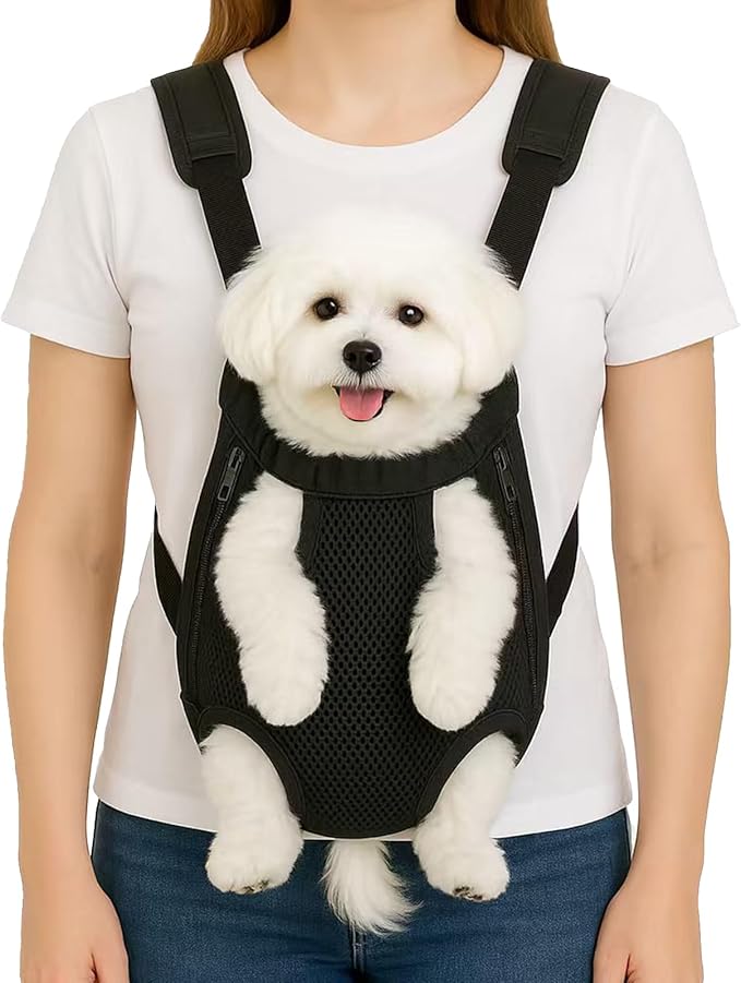 Dog Backpack Carrier Purse, Adjustable Pet Front Carriers, Legs Out Carrying Sling Travel Bag for Small Medium Dogs 7-11 Lbs, Soft Wearable Puppy Chest Carry Backpacks for Walking or Daily Outings