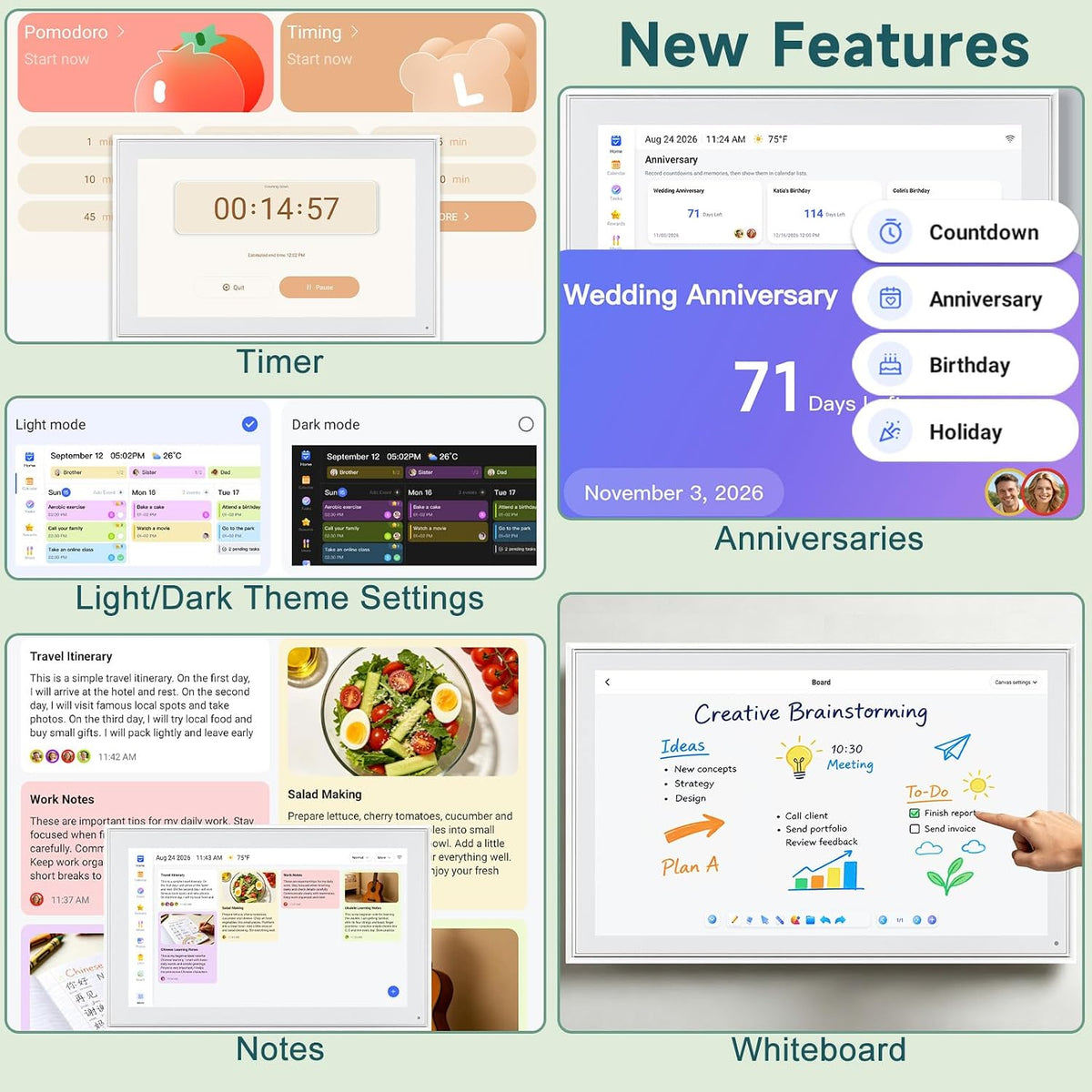 21.5 Inch Digital Calendar Wall Touch Screen Chore Chart Reward System