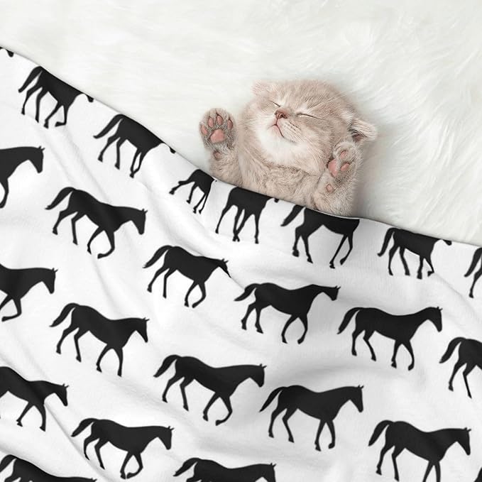 Reversible Plush Dot Pet Blanket for Dogs and Cats, Abstract Horse, Ultra Soft Two Sided Design with Warm Fuzzy Side and Smooth Side for Comfort