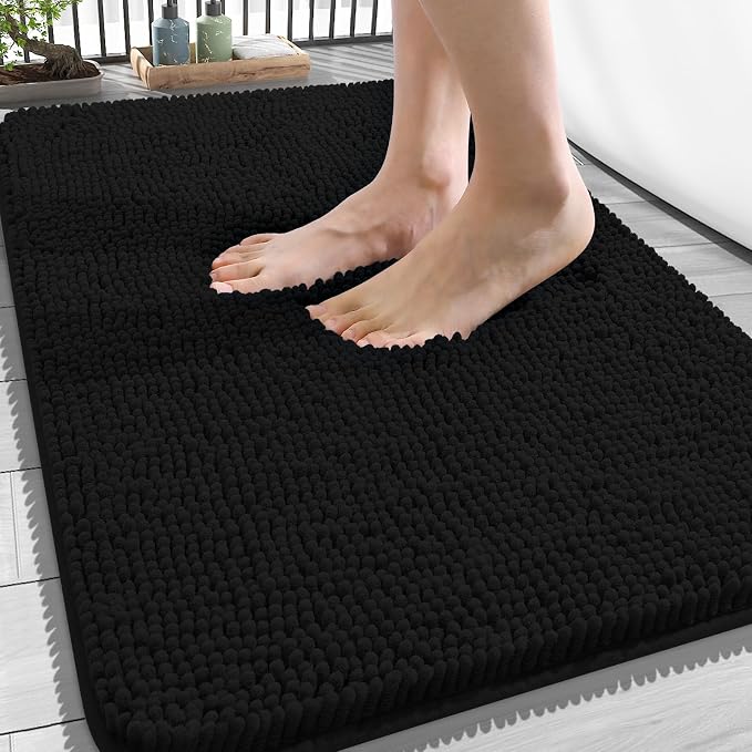 OLANLY Bathroom Rugs 34x21, Extra Soft Absorbent Chenille Bath Rugs, Rubber