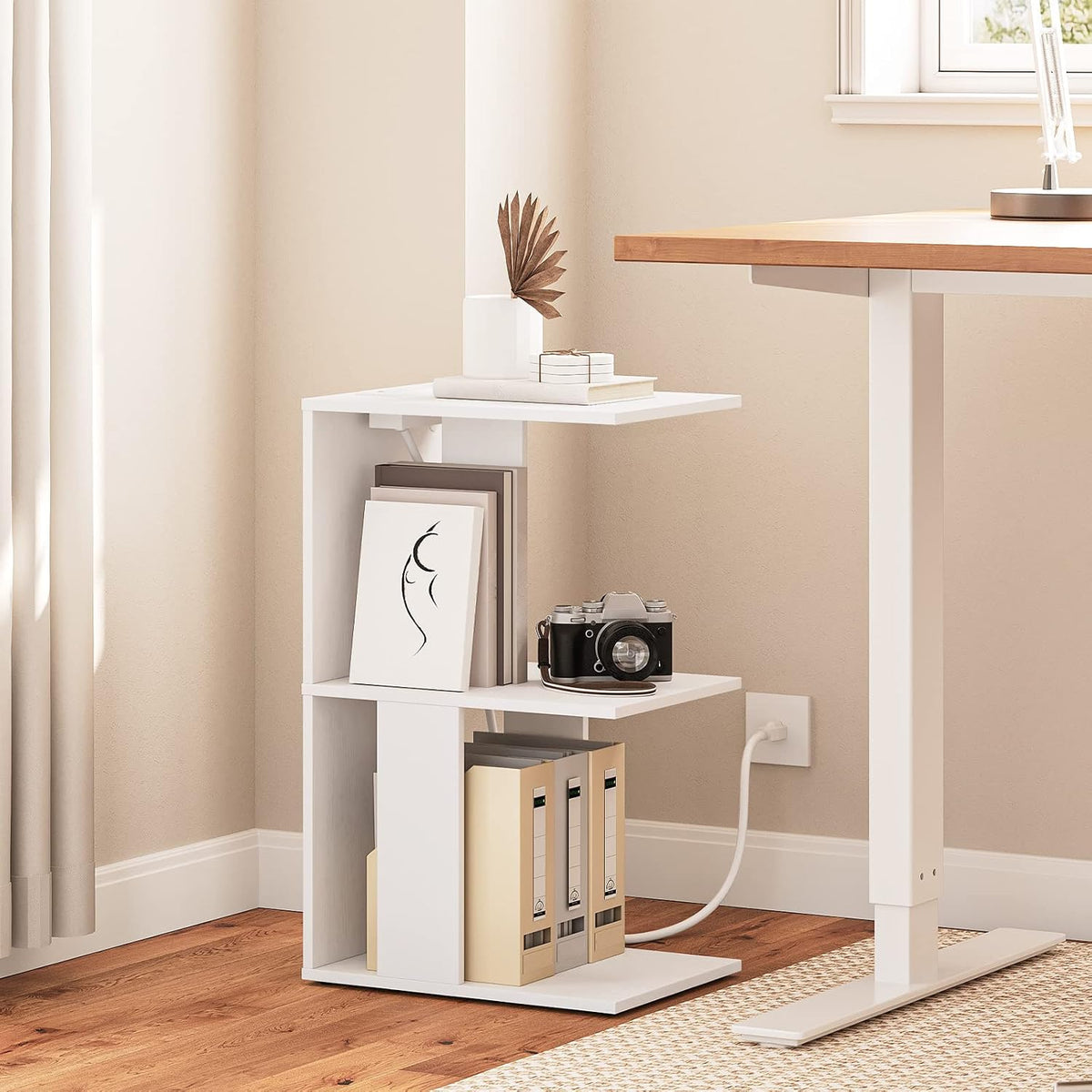 MAHANCRIS Set of 2 Narrow Side Table, White End Table with Charging Station