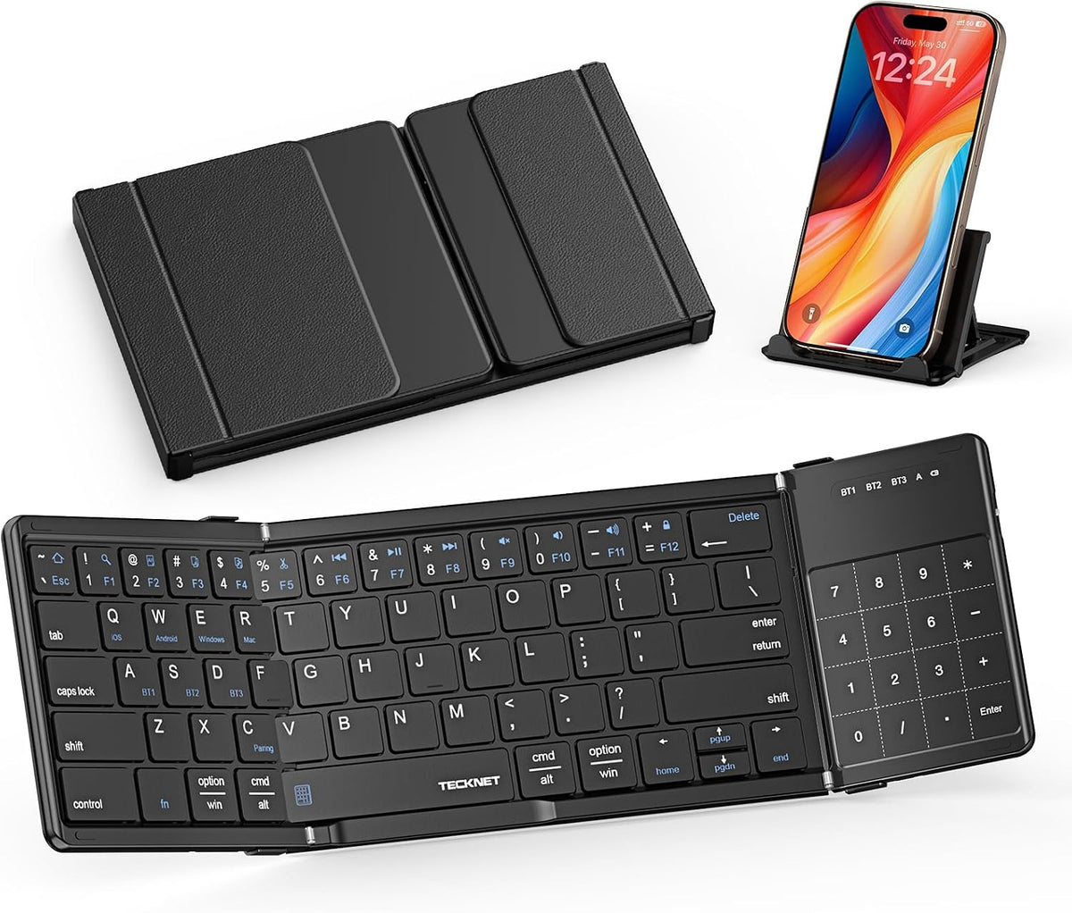 TECKNET Foldable Bluetooth Keyboard with Touchpad & Numpad