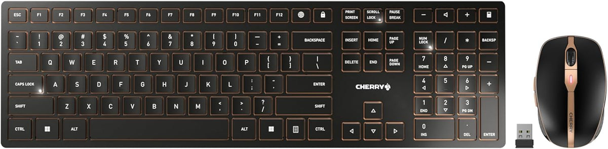 CHERRY DW 9100 Slim Wireless Keyboard and Mouse Office Combo, Rechargeable