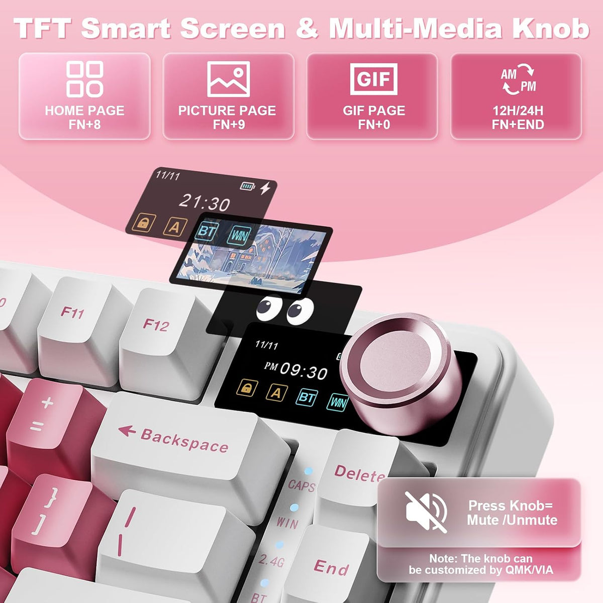 YUNZII B75 PRO MAX 75% Mechanical Keyboard (White Heart,Candy Switch)