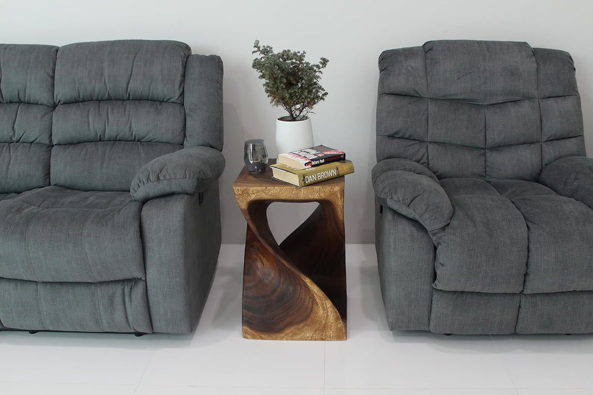 Haussmann Original Twist End Table, Acacia, Walnut, 15x15x23 in