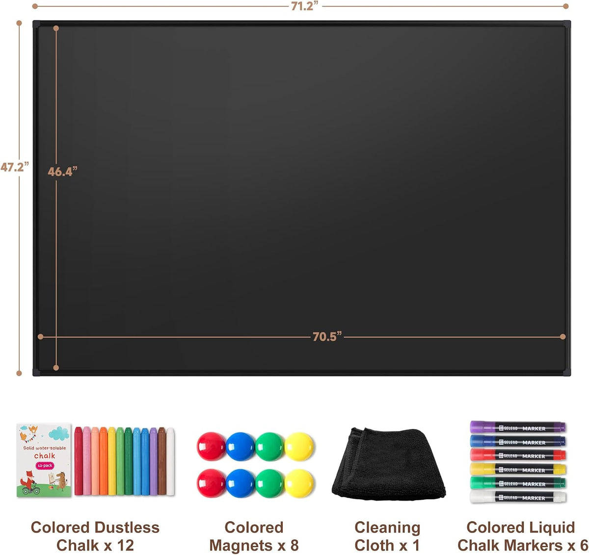 SELEAD Magnetic Chalkboard 72 x 48 Inches - Black Aluminum Frame