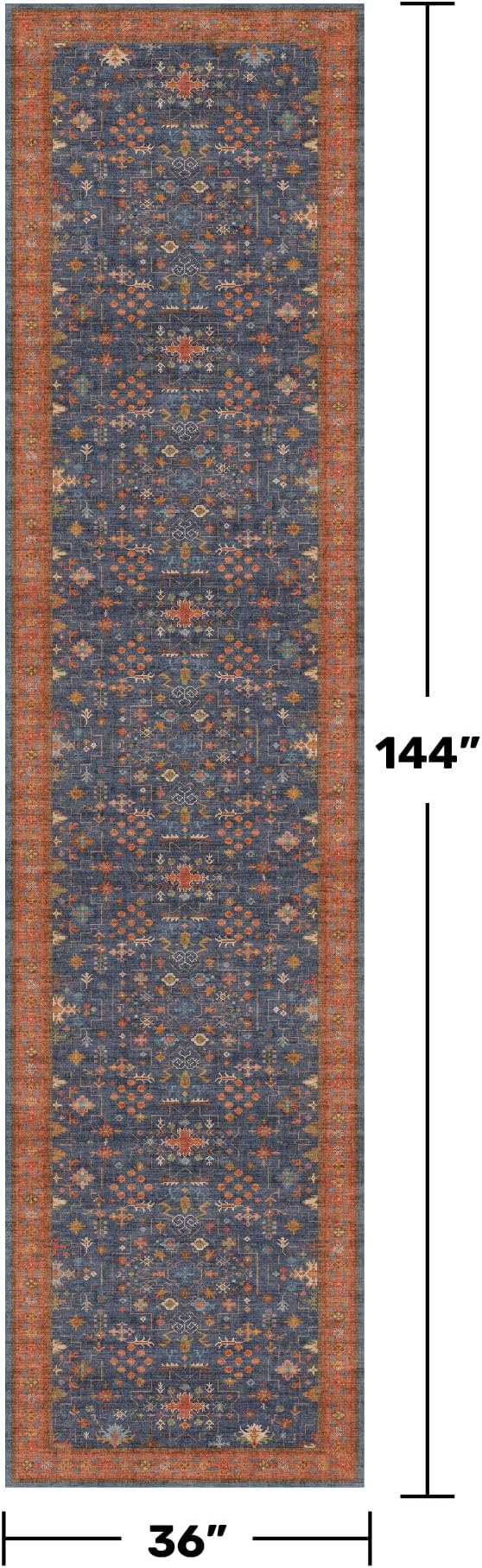 Washable 12 ft Long Runner for Hallway