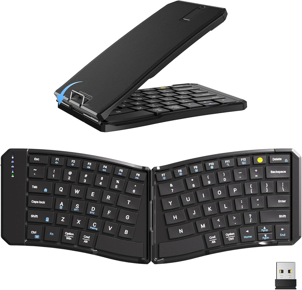 Ergonomic Foldable Keyboard, 3-Device Dual Mode 2.4G & Bluetooth
