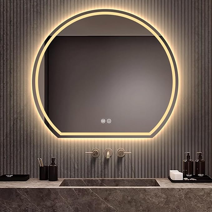 Bathroom Mirror with 3 Colour LED Lights, Wall Mounted Bathroom Vanity Mirror