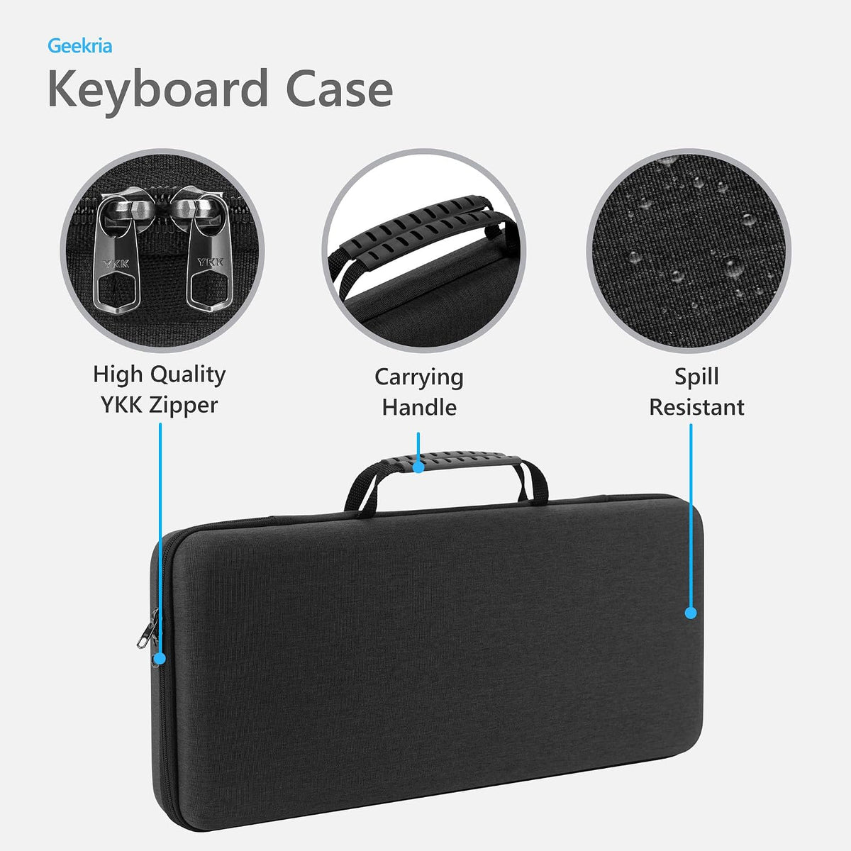 Geekria Full Size Keyboard Hard Shell Case Compatible with Corsair Galleon 100 SD/K100 RGB/K70 MAX, Razer BlackWidow V4 Pro, Travel Carrying Bag for 104-108 Key Computer Keyboard (Dark Gray)