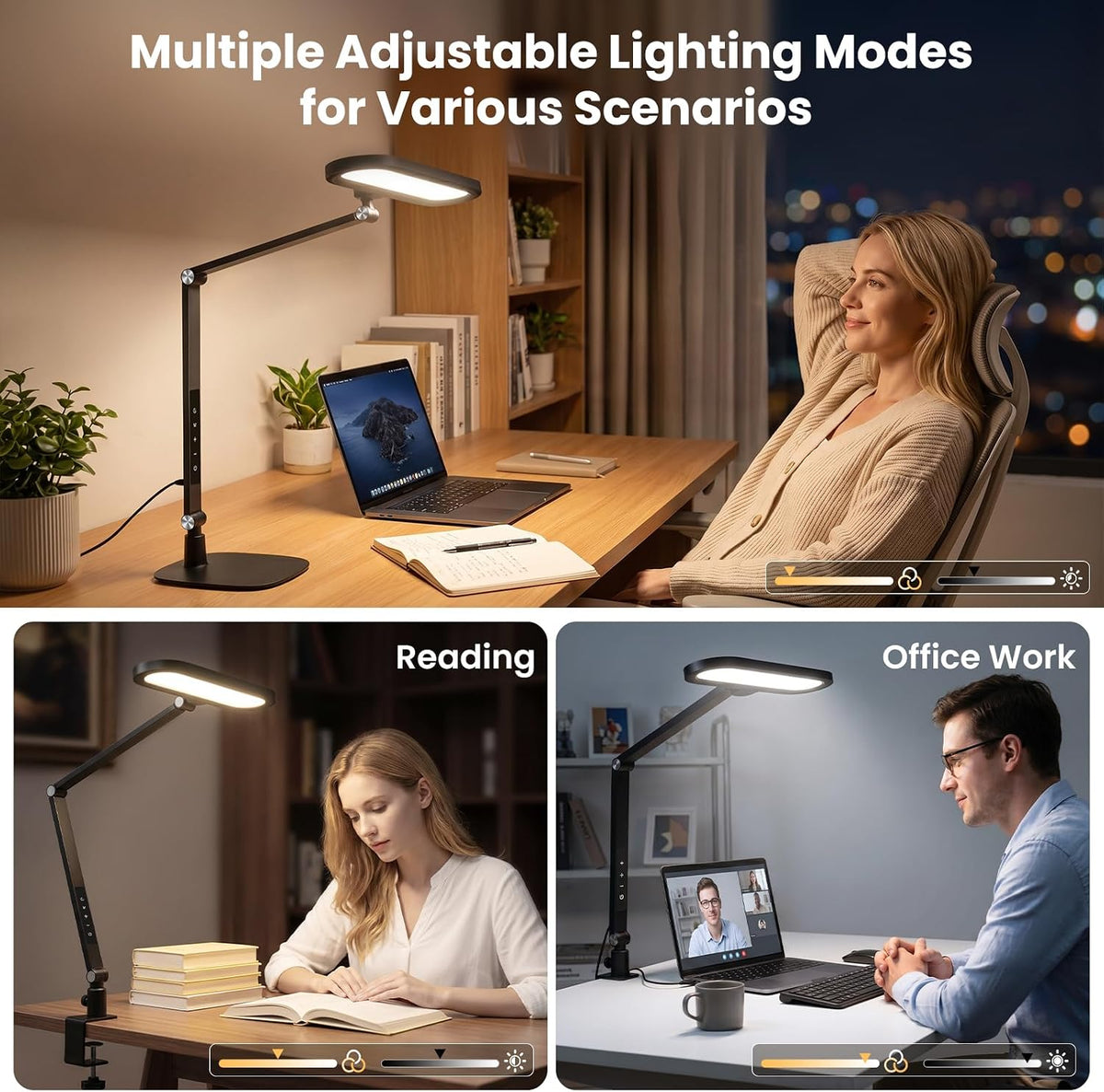 LIONVISON LED Desk Lamps for Office: Clamp & Stand Double Side Desk Light