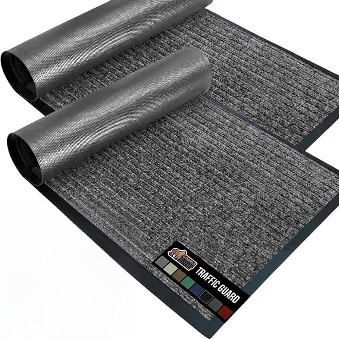 GORILLA GRIP Waterproof Traffic Guard Door Mat, 2 Pack Heavy Duty Entryway Mats