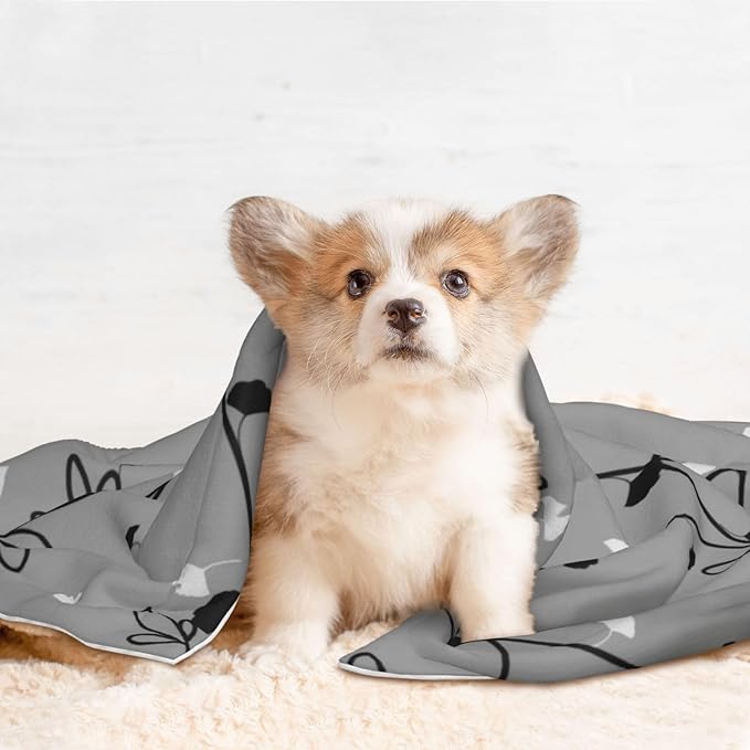 Floral Throw Blanket - Ginkgo Leaf Vine Blanket for Dog Cat Pet Blankets 40x30 for Couch Sofa Bed