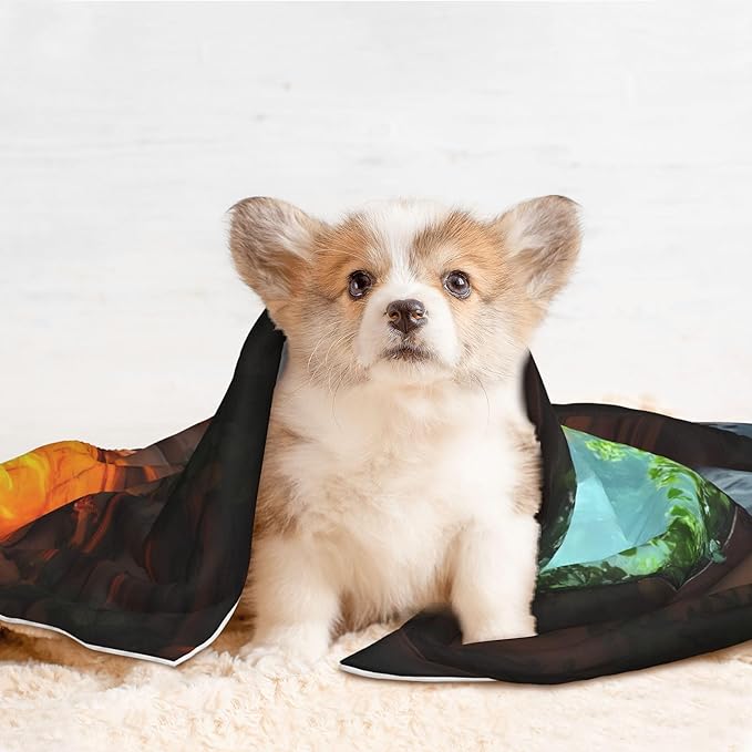 Waterproof Dog Blanket Soft Pet Blanket for Puppy Cat, Fleece Cat Throw Blankets for Furniture Bed Couch Sofa Reversible - Cozy Tree Hole Cabin