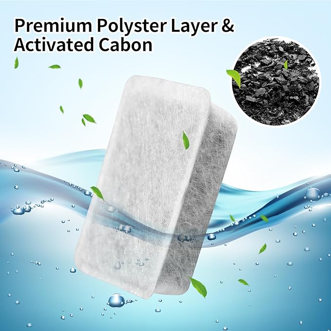 Pet Fountain Charcoal Water Filter Replacement, Dog Cat Water Bowl Filter Pet Water Filter Fit for Gravity Waterer Bowls Pack of 14